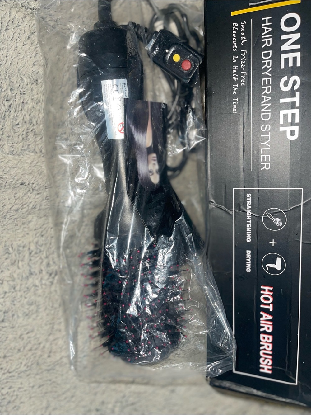 Hot Air Brush Hair Dryer Styler - Black/Pink